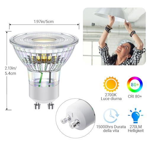 Lampadine LED GU10 Novapollo Non Dimmerabili, 2.4W (Equivalenti a 35W), 2700K Luce Calda, Lunga Durata, Basso Consumo, per Casa e Ufficio, 12 pezzi - Immagine 3