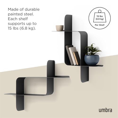Umbra Montage Floating Wall Shelf, Metal, Set of 2, Black by Umbra - Used condition - Image 5
