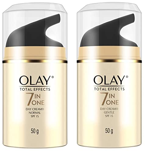 Image of Olay Day Cream Total Effects 7 in 1, Anti-Ageing Gentle Moisturiser, 50g And Olay Day Cream Total Effects 7 in 1, Anti-Ageing SPF 15, 50g