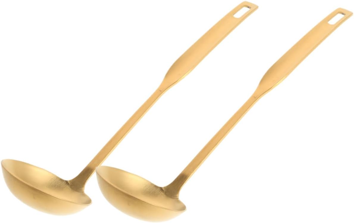 2pcs Stainless Steel Soup Ladle with Thickened Reinforced Design