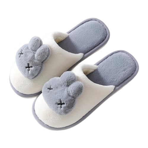 Cute Bunny Plush Slippers Sleeping Rabbit Animal Stuff Slippers Warm Winter Wear Home Cozy Furry Fluffy Fuzzy Shoes