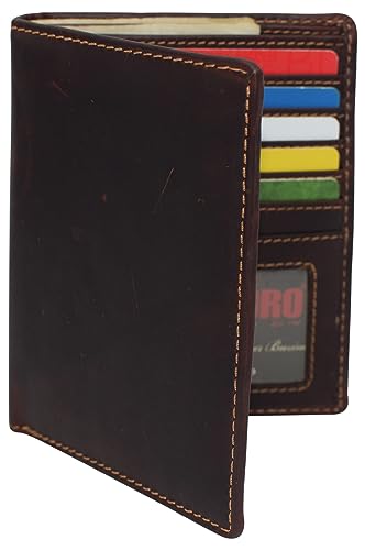 MARSHAL RFID Blocking 2 ID Bifold Hipster Credit Card Wallet Genuine Cowhide Leather (RHU Vintage Brown)4