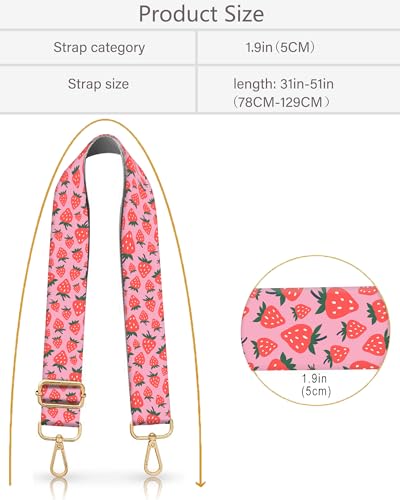 Image of Purse Strap Replacement Crossbody 2 inch Wide Shoulder Strap, Cute Handbag Strap Bag Strap Replacement Belts Adjustable