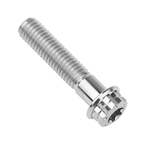 Image of Titanium Flange 12 Point Head M8 x15 20 25 30 35 40 45 50 55 60 65mm Screw Bolt Pack of 4 (M8x35mm, Normal Titanium)