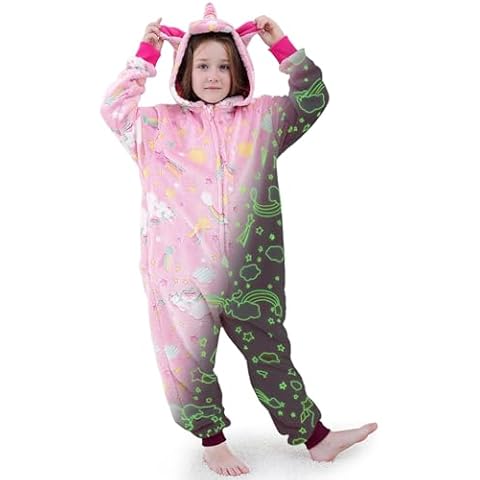 Cloele Unisex Kids Onesie Pajamas Children Animal Onesie Costume Unicorns Cosplay,Kids Flannel Halloween Cosplay Costume/Homewear/Sleepwear(Pink,L) Cover