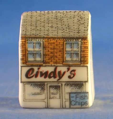 Porcelain China Miniature House Thimble - Takeaways Fish & Chips