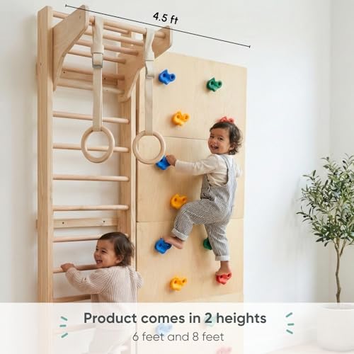 Image of Curious Cub Jungle Gym for Kids Indoor | Kids Gymnastics At Home Gym | Contains Rock Climbing, Wall Climbing for Kids | Ladder for Kids to Play Indoor Fun Activity for Ages 4+