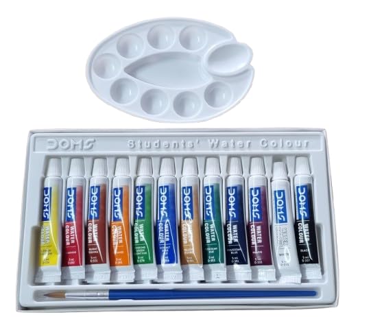 Doms 12+6 Refillable Aqua Water Colour Cakes 30mm + Water Colour Tube(12) Shades Combo| FREE 2 Brushes + 1 Colour Palette| Rich Pigmented Colours| Useful For Artists, Students & Art Lover - Image 4 thumbnail