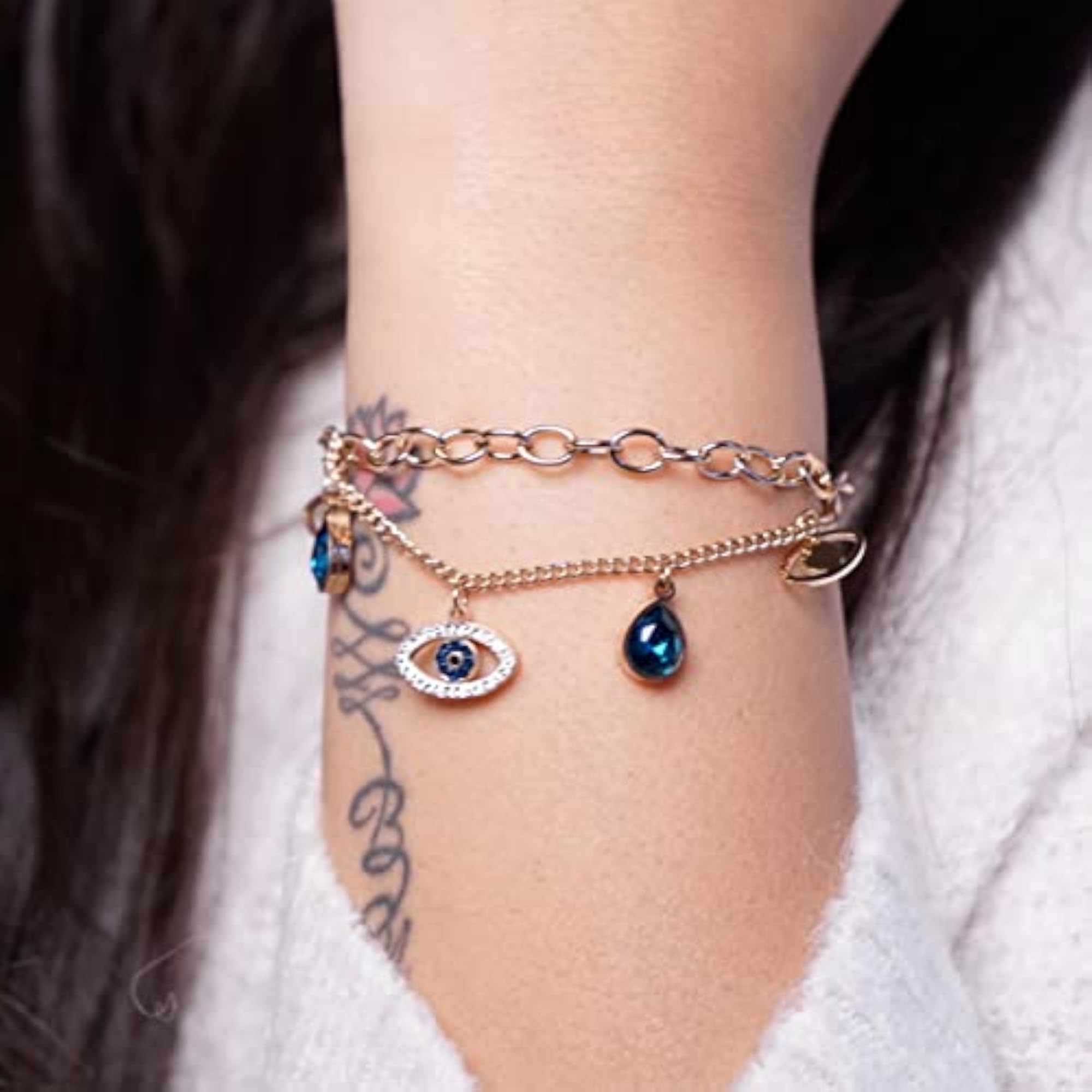 Crystal Evil Eye Bracelet, Stainless Steel