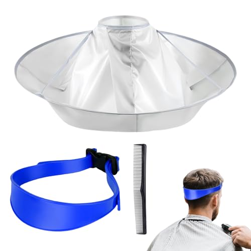 Qiuruoo Self Haircut Cape Kit for MenFade Guide for Men HaircutHair Cutting Kit Includes Hair Cutting Cape Adjustable Hair Trimming Guide Combfor Adults and Kids Salon and Home Use(Blue)
