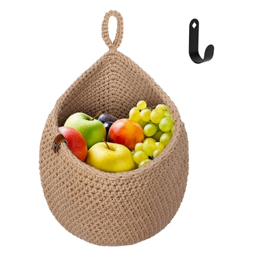 YTOPRO Hängekorb Obstkorb Hängend Korb 28x36cm Jutebeutel mit 1 Haken Jutetasche Korb geflochten Hängend Körbe Gemüsekorb Wandkorb Pflanzkorb Dekorativer Hängekörbchen für Küche M YTOPRO Hängekorb Obstkorb Hängend Korb 28x36cm Jutebeutel mit 1 Haken Jutetasche Korb geflochten Hängend Körbe Gemüsekorb Wandkorb Pflanzkorb Dekorativer Hängekörbchen für Küche M