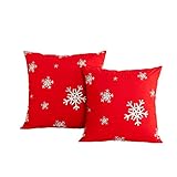 Linnovo Christmas Red Throw Pillow Covers Decorative Velvet Cushion Covers for Home Sofa Couch Bed H