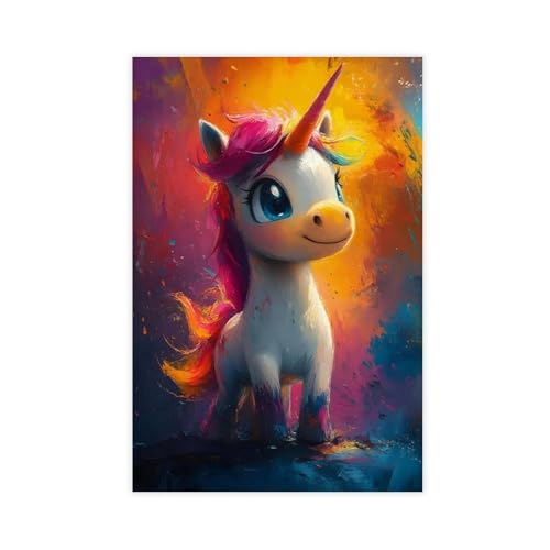 Impression sur toile enfant licorne 40,6x61 cm cadre décoration murale chambre fille