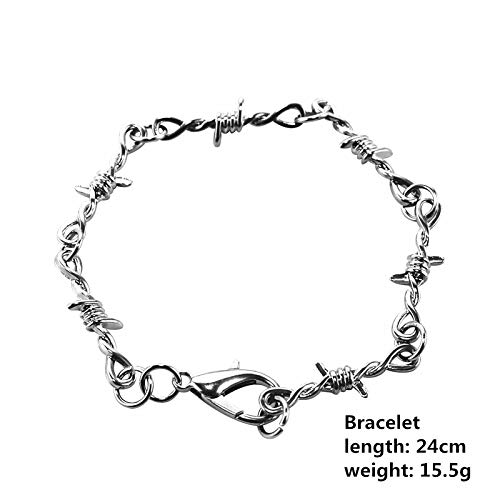 Punk Thorns Necklace Metal Chain Safety Obtuse Padlock Flame Necklace Hiphop Rock Jewelry for Men3