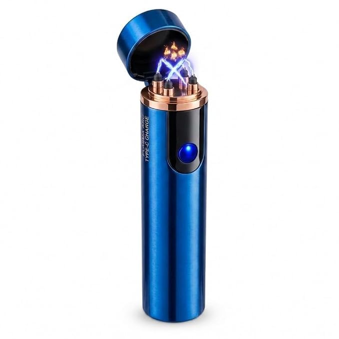 Drumstone (𝐄𝐱𝐥𝐮𝐬𝐢𝐯𝐞 𝟐𝟎 𝐘𝐞𝐚𝐫𝐬 𝐰𝐚𝐫𝐫𝐚𝐧𝐭𝐲) USB Rechargeable Dual Arc Plasma Lighter, Windproof Flameless Electric Lighter for Candles, BBQ, Camping & Outdoor Use-image-37