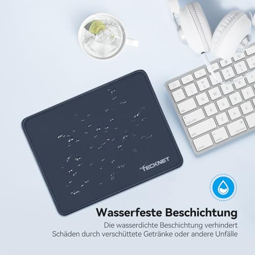 Image of TECKNET Mouse Pad with Anti-fray Stitchin, Waterproof Surface & Non-Slip Rubber Base with Stitched Edges Gaming Mouse Mat for Laptop,Compatible with Laser and Optical Mice