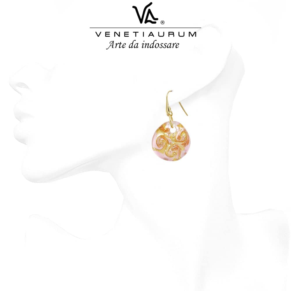 Venetiaurum - Pendientes con Colgante Medalla en Cristal de Murano Original y Plata 925 - Joya Made In Italy Certificada