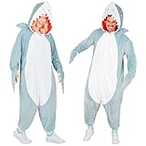 W WIDMANN MILANO Party Fashion - Tier Overall für Erwachsene, weicher Plüsch Jumpsuit mit Kapuze, Tierkostüm für Karneval