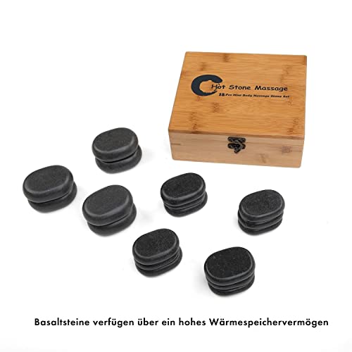 Hot Stone Set of 18 in bamboo decorative box by