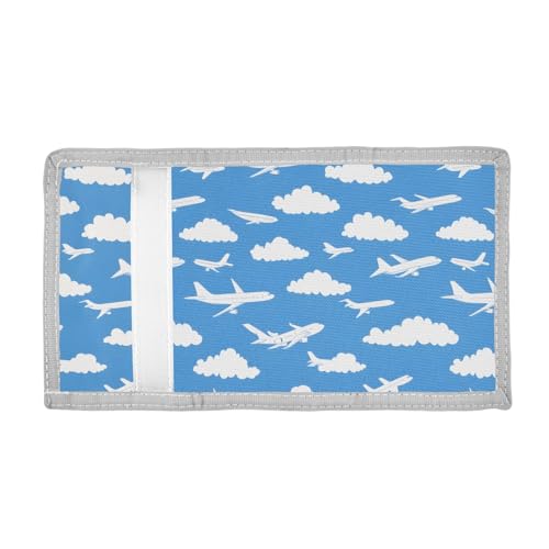 ALAZA Kids Wallets for Boys Girls Toddler Trifold Wallet Children Small Blue Airplane White Clouds with Zipper Coin Pocket2
