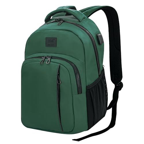 WOLT Laptop Backpack for Men Women for 15.6 Inch and 17 Inch Notebook, Travel Backpack Carry On Flight Approved with Computer Compartment, College Bookbag with USB Charging Port (Green)