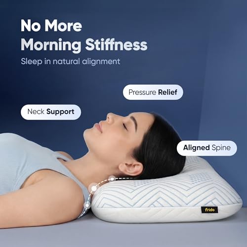 Image of Frido Ultimate Deep Sleep Pillow with Cooling Cover | Orthopedic Gel Memory Foam Pillow for Neck & Shoulder Pain Relief | Breathable, Pressure Relief for Side & Back Sleepers | King Size 5 Inch