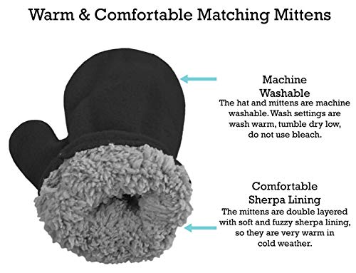 N'ice Caps Baby Toddler Boys Girls Sherpa Lined Fleece Hat Mitten Winter Set (Black 1, 4-7 Years) #TOP4