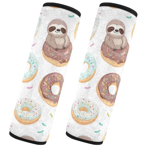 Seat Belt Covers 2 Pack Sloths Doughnuts Car Seat Strap Covers Super Soft Cute Car Seat Neck Cover for Boys Girls Adults Babies S
