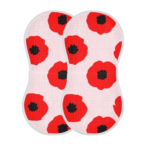 Poppies Flower Blossom Lightpink Burp Cloths for Babies Burp Rag Cotton Spit Up Rag for Babies Girls Infants