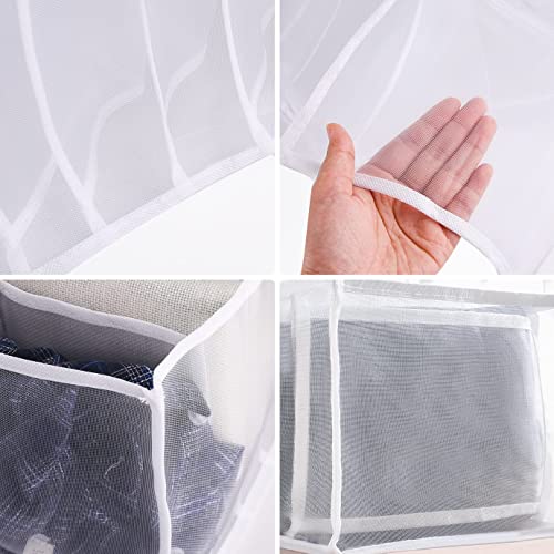 Image of MBW Wardrobe Clothes Organizer Storage Box with 7 Grid Compartments, Foldable Mesh Clothes Organizer for Jeans, T-Shirts, Sweaters & Closet Drawer Storage | Machine Washable Wardrobe Organiser Po1