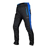  Tofern Herren Hose Fahrradhose mit Fleece DREI Schichte warm Winddicht für Herbst Winter,Schwarz& Blau