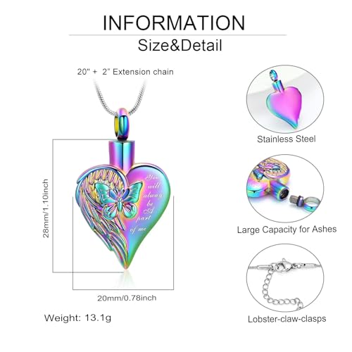 Collar de urna para cenizas de diseño exclusivo en corazón y mariposa de alta joyería 2