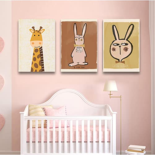 Leuke Baby Dier Foto's Prints voor Kwekerij Muur Decor Meisjes Slaapkamer Speelkamer Decoraties Cartoon Konijn Unframed - Afbeelding 3