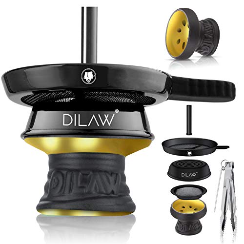 DILAW® Shisha Steinkopf Set Kaminkopf Small Tabaksieb Kohlezange Kaminaufsatz Tabak Kopf
