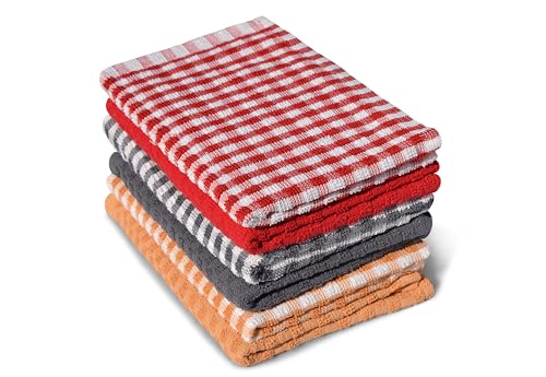 Home Linge Passion Lot de 6 torchons éponge 100% Coton 45x60 cm – Essuie-Mains absorbants – Panaché de Couleurs – Cuisine, Vaisselle, ménage –...