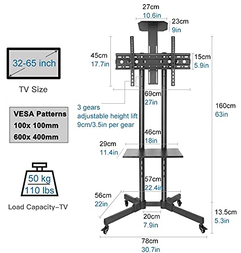 Soporte móvil para TV 50 a 65 pulgadas con ruedas miniatura 3