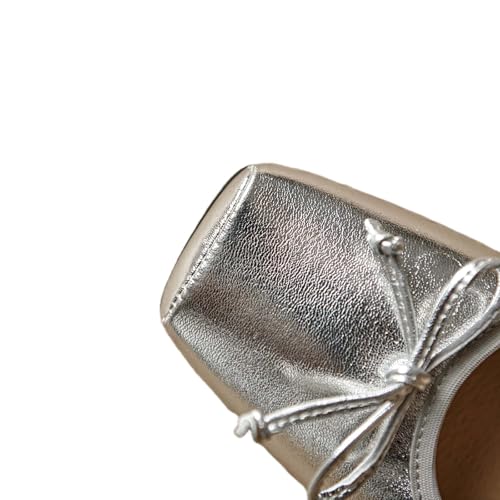 TinaCus Handmade Women's Genuine Leather Soft Slip on Square Toe Ballet Flats Shoes with Bow2