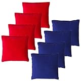 YAADUO Set of 8 Regulation Cornhole Bags, Duck Cloth Double Stiched - Standard Corn Hole Bean Bags for Tossing Game, Includes Tote Bags (Red/Blue)