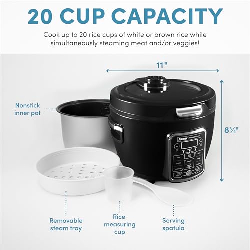 Aroma Professional Touch Glass Lid, Food Steamer, Slow Cooker, Multicooker with 11 Preset Functions, Steam Tray, Measuring Cup, Rice Spatula, 20 Cooked by AROMA - Image 3