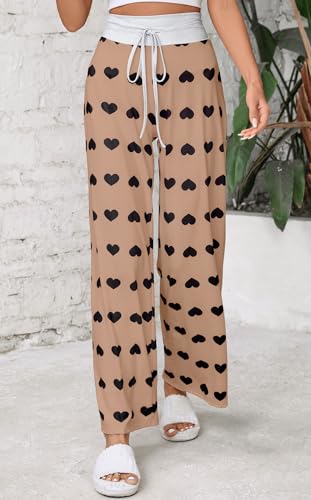 Image of Women Pajama Pants Comfy Lounge Wide Leg Casual Stretch Palazzo Drawstring Pj Bottoms Pants S-3XL