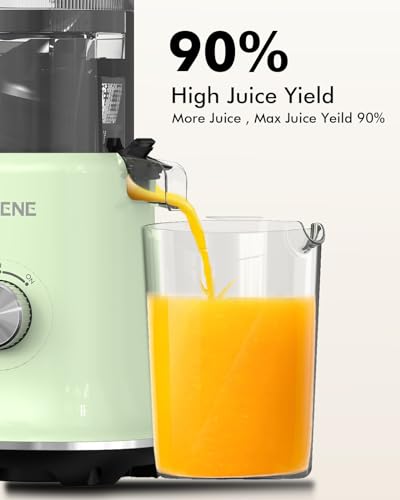 Image of SIFENE Whole Slow Masticating Juicer, 4.3 inch Wide Chute, Quiet Motor, Green | 110mm extra wide chute, 60dB quiet operation, high-torque motor, reverse function, BPA-free parts, whole produce prep