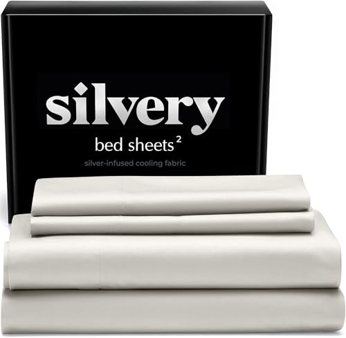 Silver Infused Bed Sheets Set - Award-Winning Self-Cooling Fabric with Self-Cleaning Silvery Technology that Stays Fresh 3X Longer for Hygienic Sleep