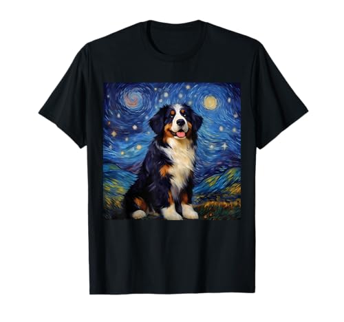 Surreal Starry Night Bernese Mountain Dog T-Shirt