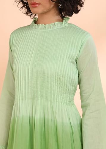 Image of Maaesa Women Embroidered Cotton Flared Dress