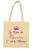 Tote bag La Reine des Marraines C'est la Mienne - Ecru