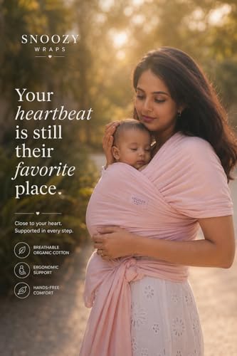 Image of Snoozy Kangaroo Baby Wrap Carrier - Soft Stretchy Newborn Sling, Ergonomic Hands-Free Infant Carrier for Kangaroo Mother Care