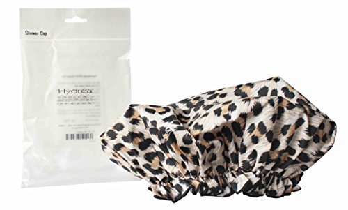 Hydrea London Eco-Friendly PEVA Shower Cap SC01L Leopard Print Design