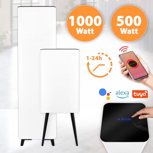 Sundirect Tower- Pro Infrarotheizung IR- Heizsäule 500W/ 1000W Touch- Thermostat mit Wochenprogramm, 24h- Timer, Tuya Smart App, optimal für Büro. Konferenzraum, Wintergarten-2