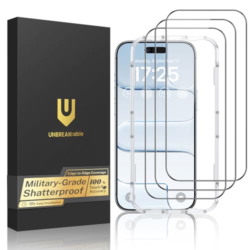 UNBREAKcable for iPhone Air Screen Protector 3-Pack Full Coverage Tempered Glass [Military Grade Shatterproof] [9H Hardness] [Easy Installation] [Bubble Free] [99.99% HD Clear] for iPhone Air 6.5