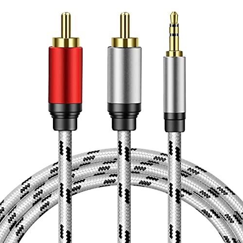RCA to 3.5mm,SNANSHI RCA Cable 3.5mm Male to 2RCA Male Stereo Audio Adapter Cable Nylon Braided AUX RCA Y Cord RCA to Aux Cable for Smartphones, MP3, Tablets, Speakers, HDTV - 20FT